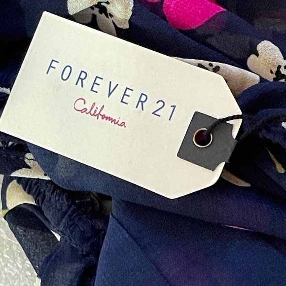 Forever 21 Sheer Babydoll summer flowy top Navy floral New NWT camisole slip top - Picture 7 of 11